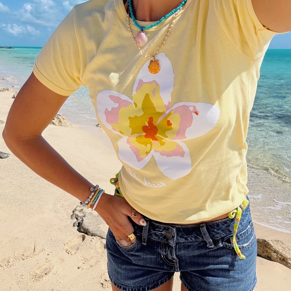 The Beach Club Plumeria Yellow Flower Tee